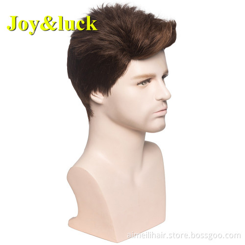 Wholesale Wigs for Men Daily or Party Hairstyle Male Grey Color Man Hair Short Natural Straight Men Wigs Synthetic Hair Wigs
